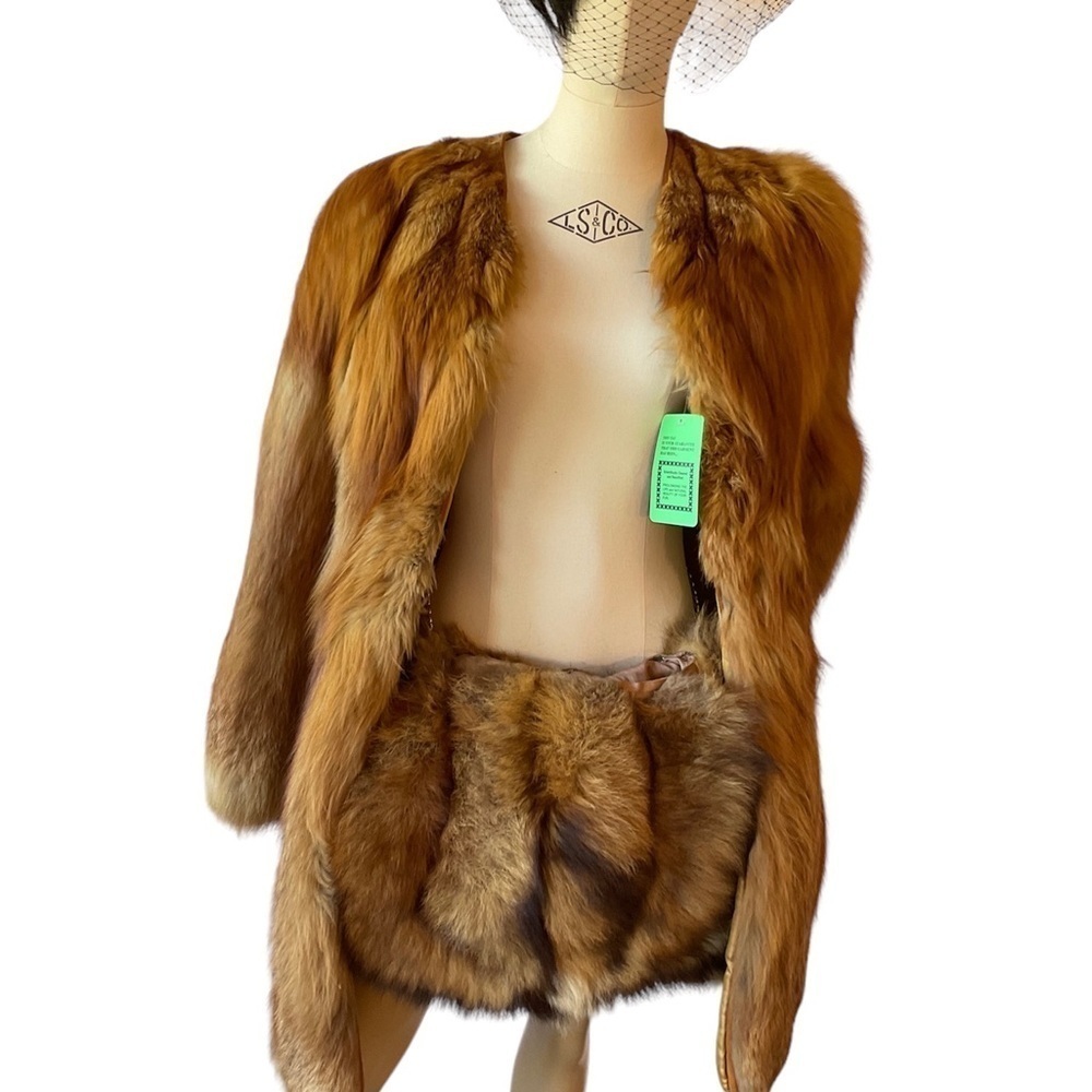 30’s-40’s Collectors piece Large Red Fox Hand warming. Muff Handbag. Zipper.